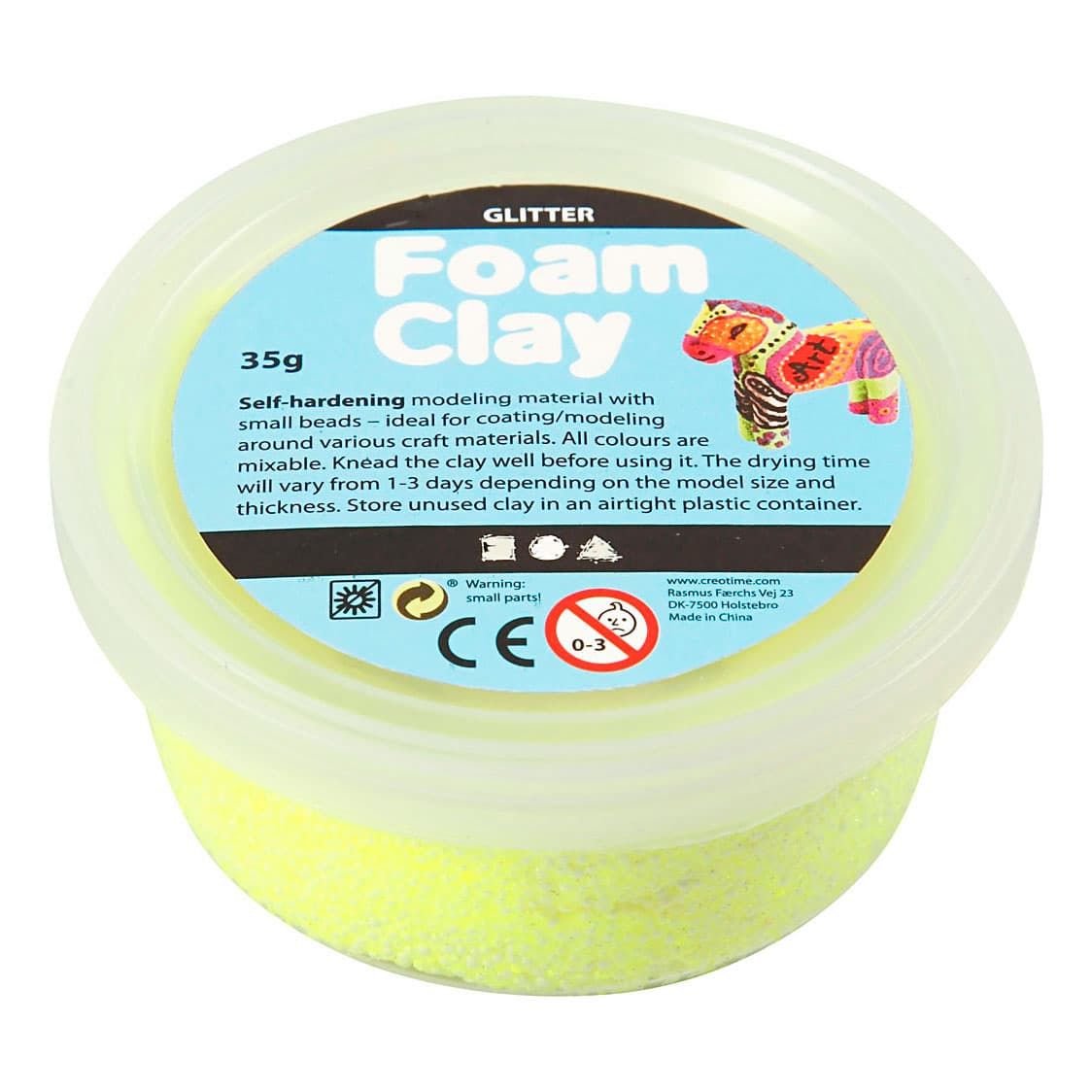 Foam Clay Creotime Glitter: Geel 35 Gram