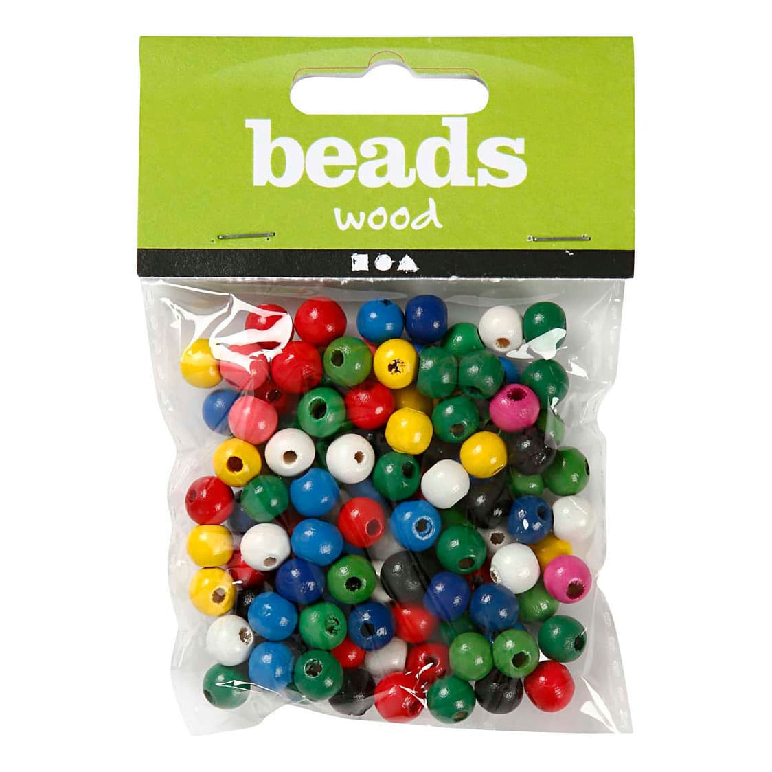 Houten Kralen Diverse Kleuren, 80st.