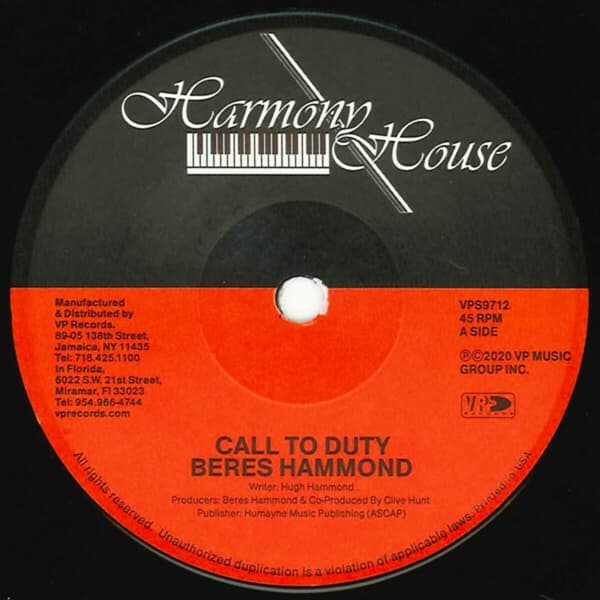 Beres Hammond - Call To Duty/Survival (7" Single)