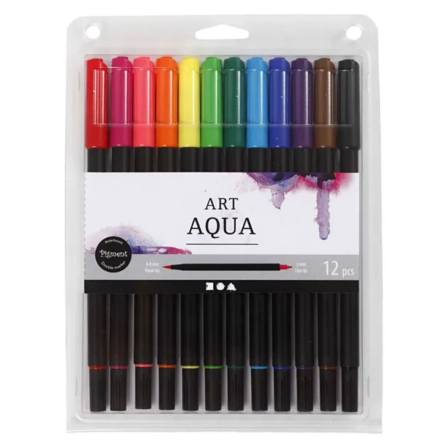 Dubbelzijdige Aquarel Marker Standaard Kleuren, 12st.