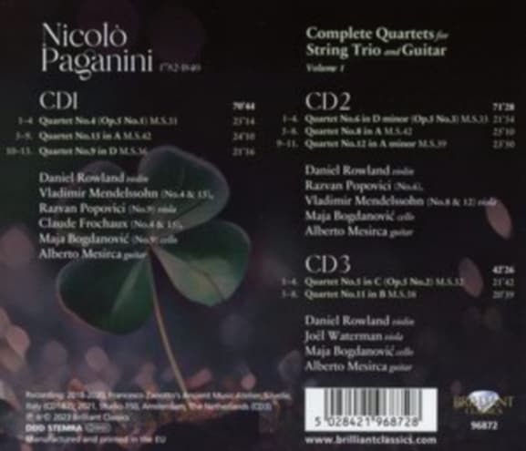 Alberto Mesirca - Paganini: Complete Quartets For String Trio And Guitar (3 CD)