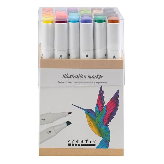 Tekenstift Kleuren, 24st. Dubbelzijdig