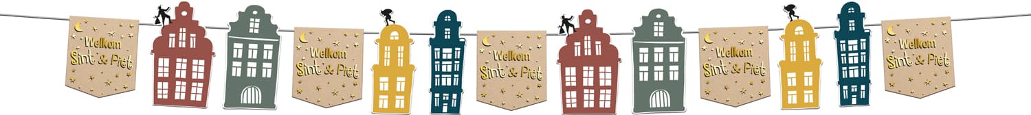Vlaggenlijn Sint en Piet 4 meter
