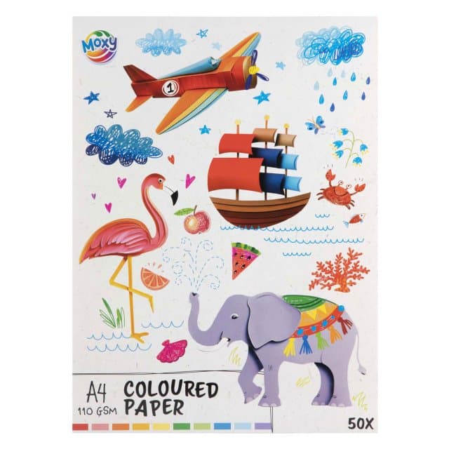 Gekleurd papier A4, 50 vellen - 10 kleuren
