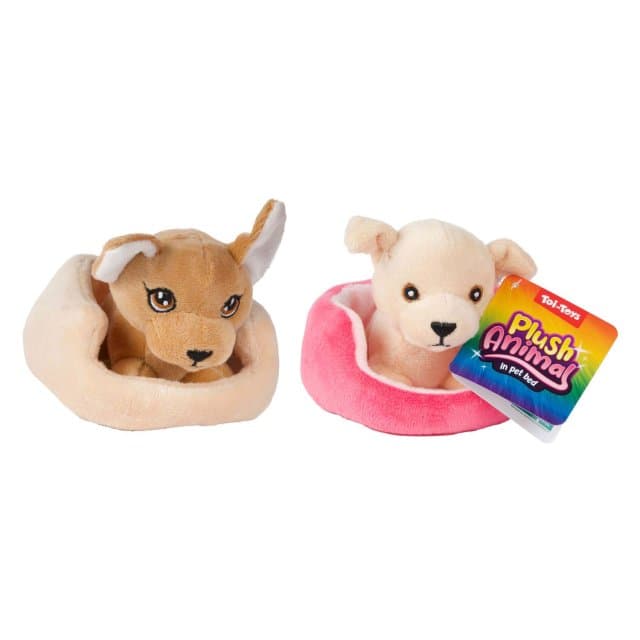 Toi-Toys - Knuffel Pluche Hond in Mand - 11cm