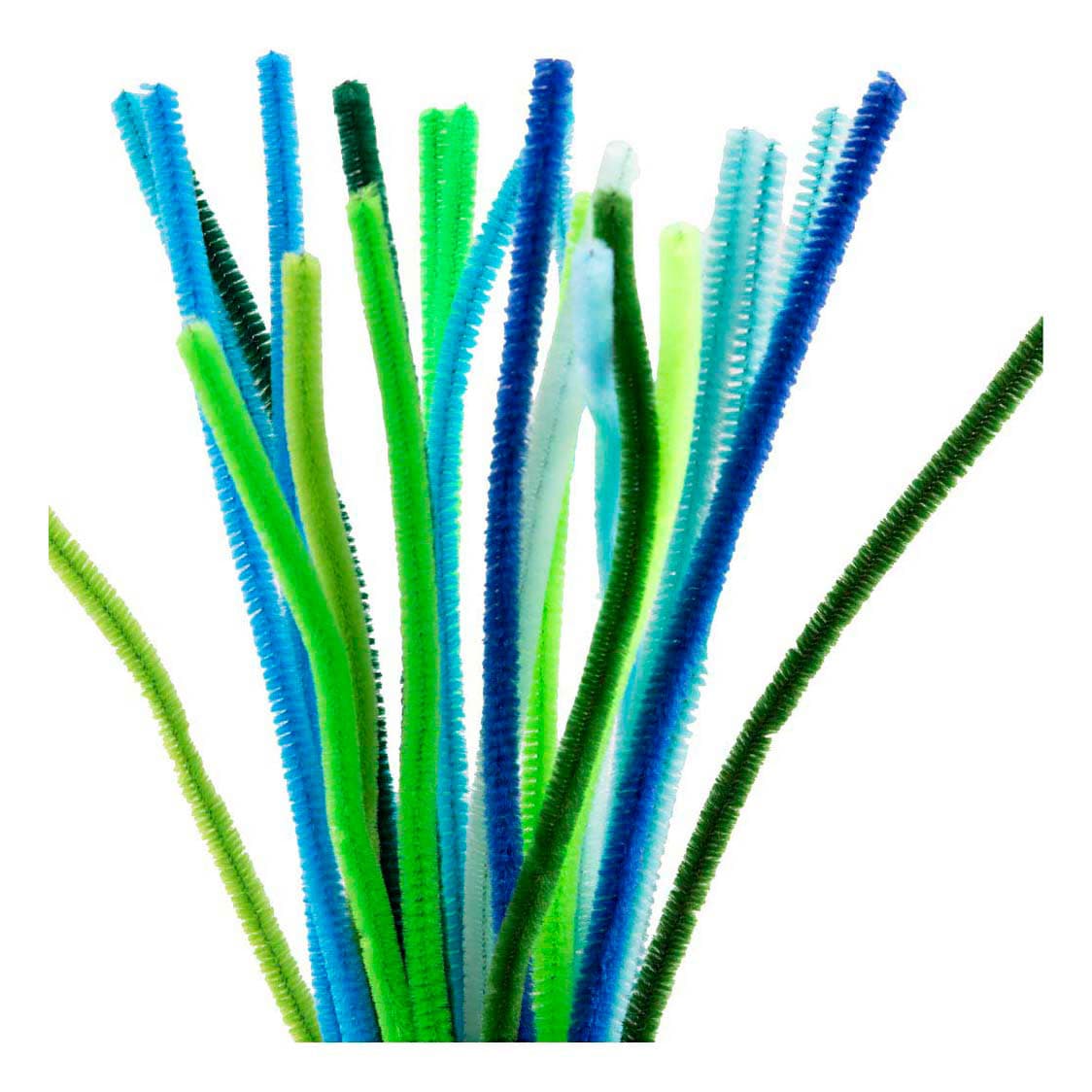 Chenille 6mm x 30cm Groen en Turquoise Harmonie - 25st.