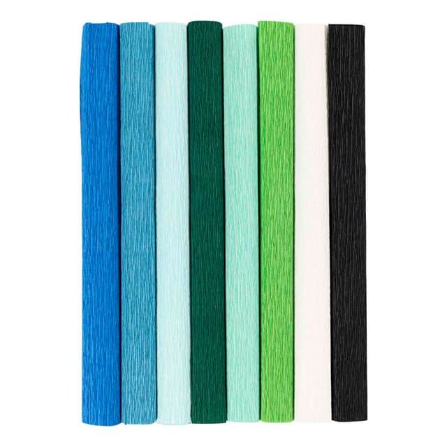 Crepepapier Blauw en Groen Harmonie - 8st.
