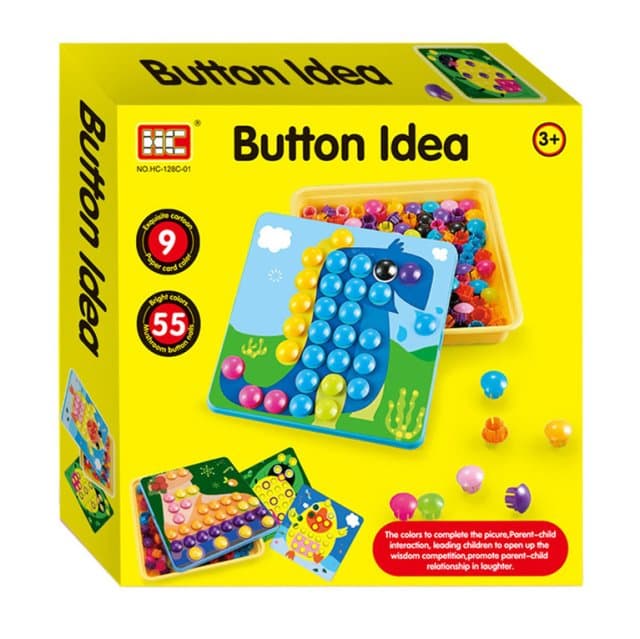 Kleurenbuttons met Opbergbox Geel, 55dlg.