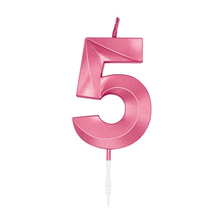 Taartkaars 6cm Metallic Licht Roze no. 5