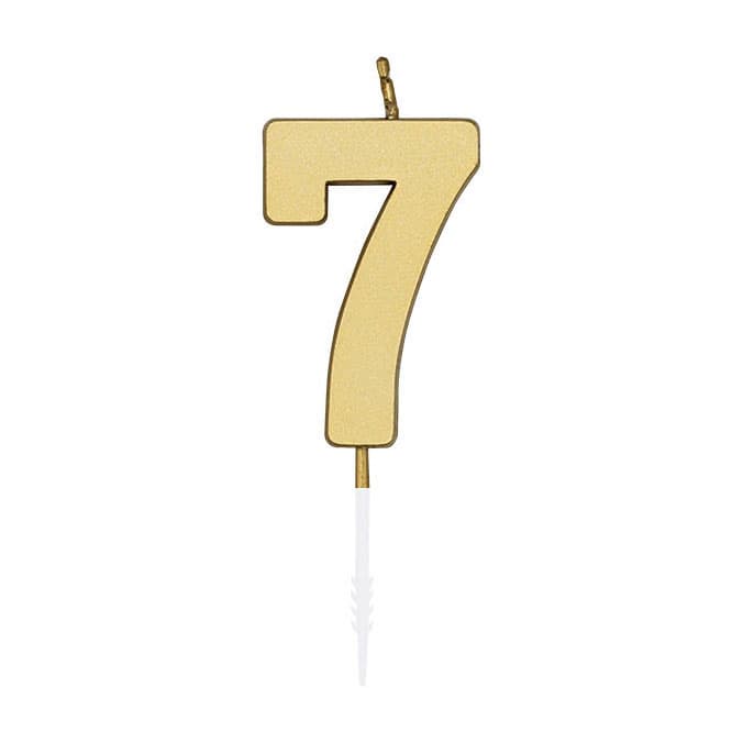 Taartkaars 4,5cm Metallic Goud no. 7