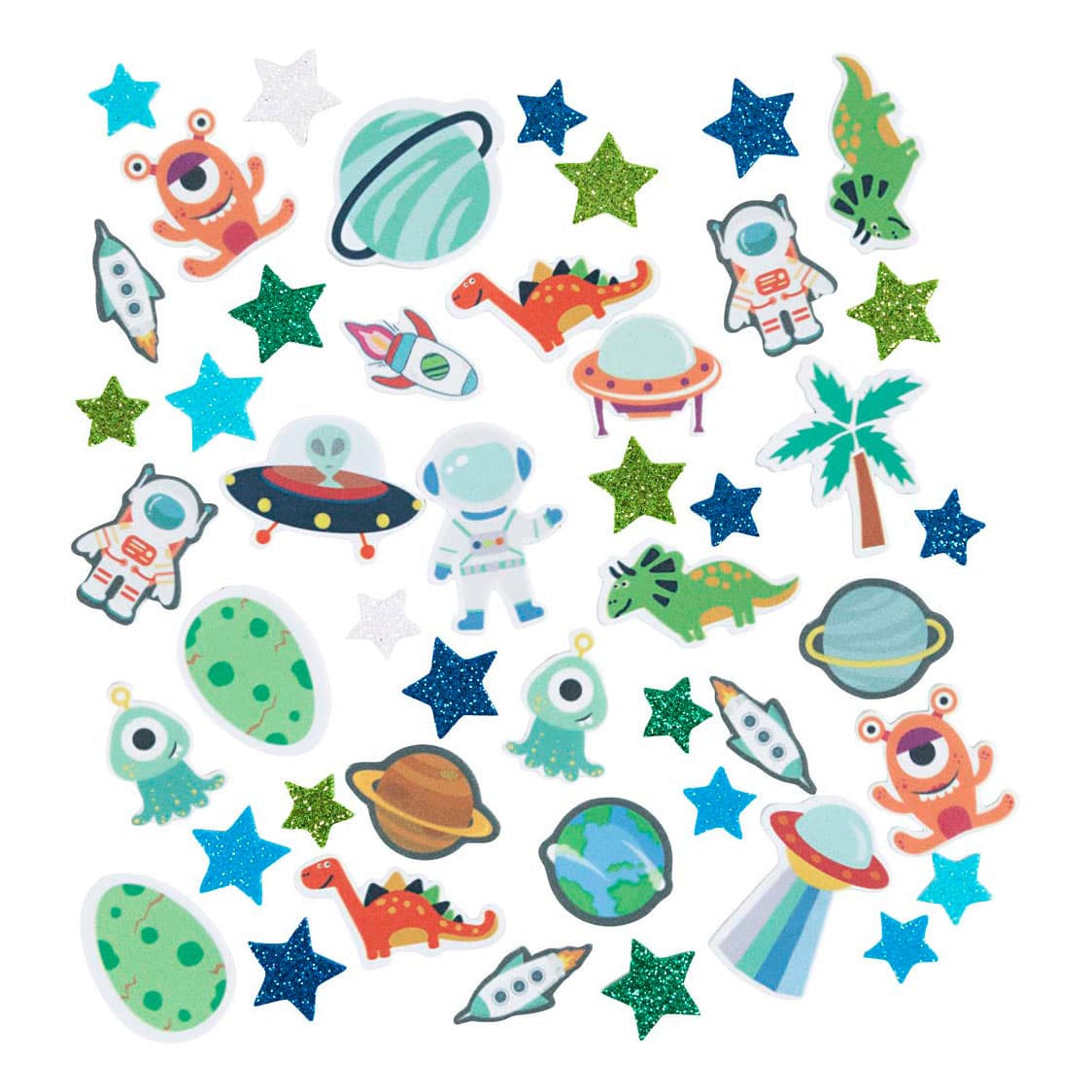 Foam Stickers UFO en Dinosaurus - 150st.