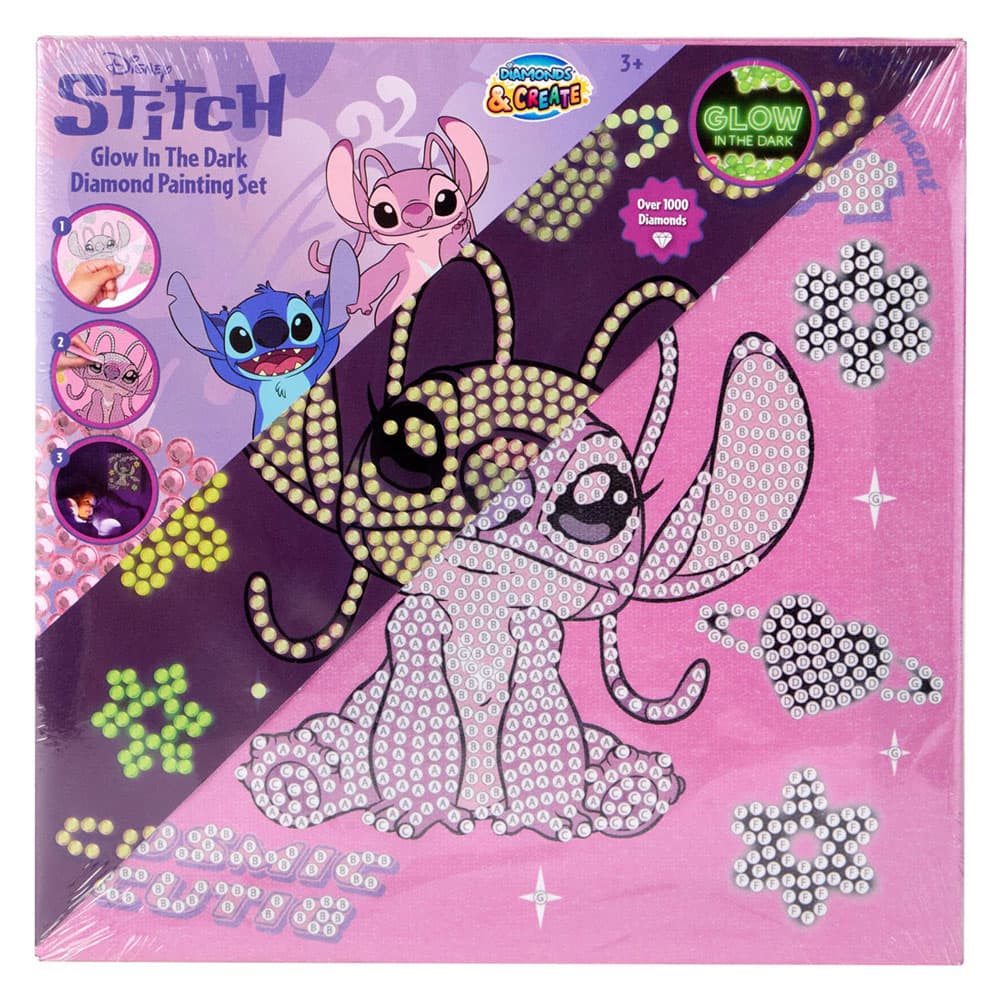Stitch & Angel Diamond Painting Canvas Glow In The Dark - 19x19cm