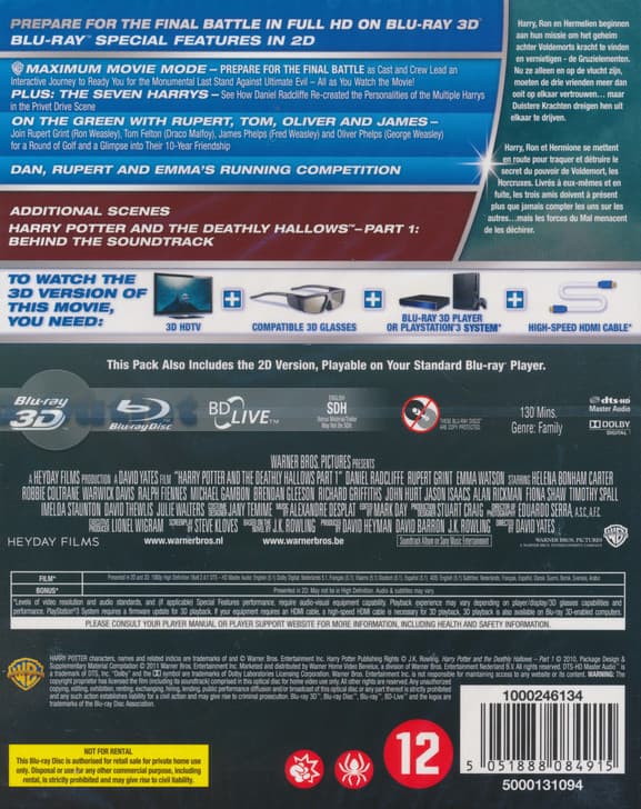 Harry Potter 7 - And The Deathly Hallows Part 1  (Blu-ray) (3D & 2D Blu-ray)